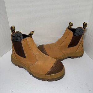 Rockrooster Bakken Steel Toe Tan Chelsea Leather Slip On Work Boots Mens Sz 9.5
